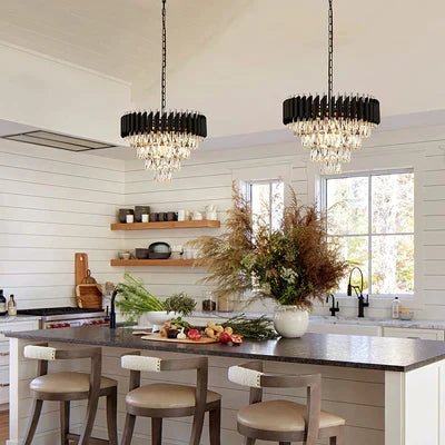 Modern Luxury Multi-Tier Oval/Round Crystal Tiered Chandelier-Nobipets