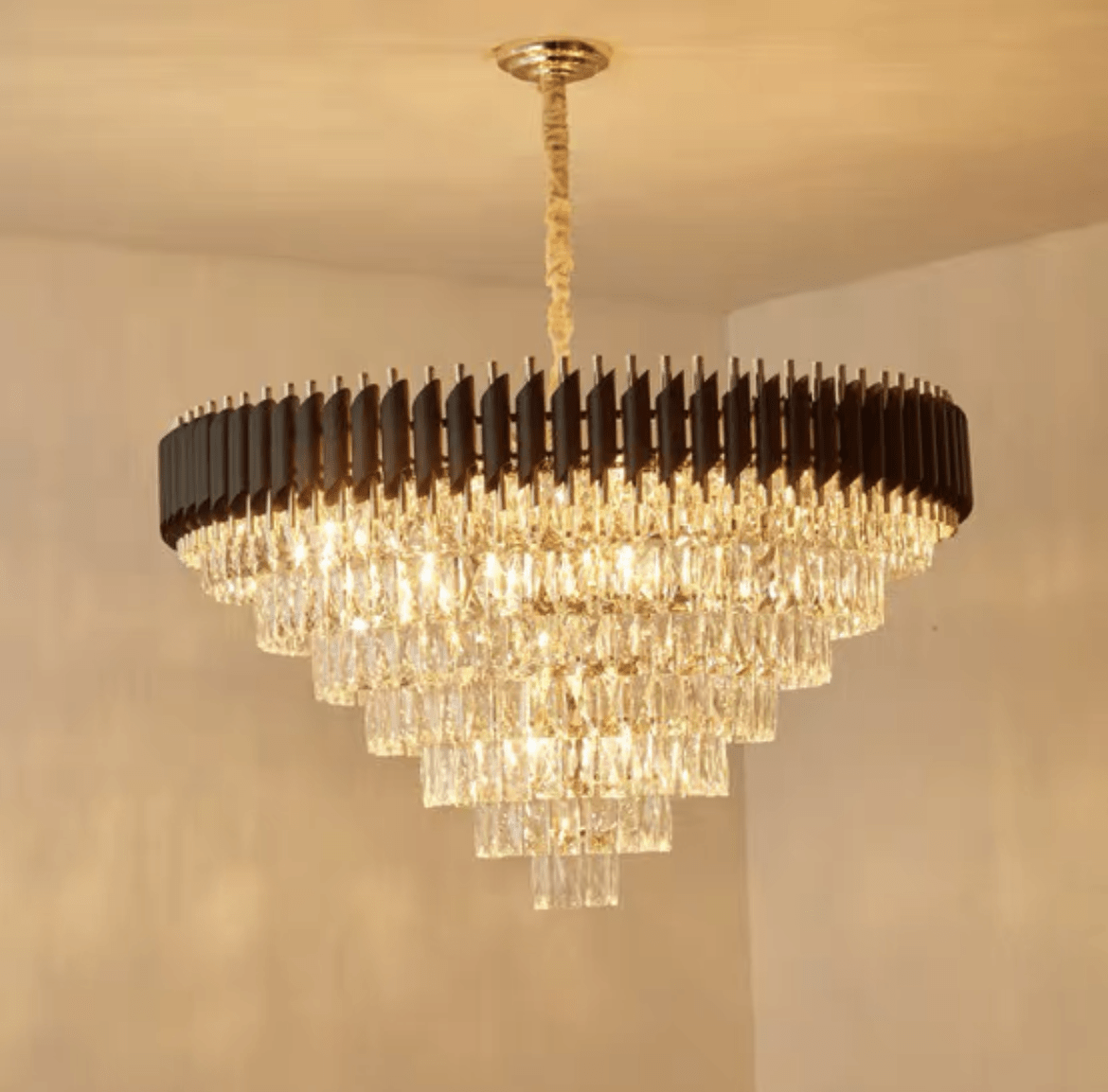 Modern Luxury Multi-Tier Oval/Round Crystal Tiered Chandelier-Nobipets