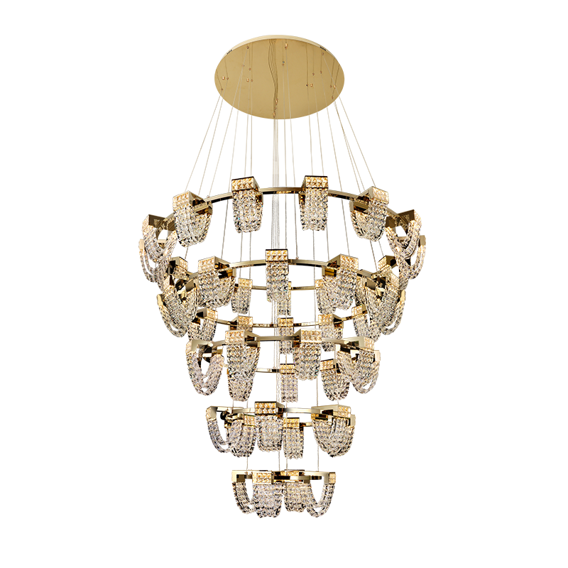 Modern Luxury Newly Crystal Chandelier in Champagne Gold-Nobipets