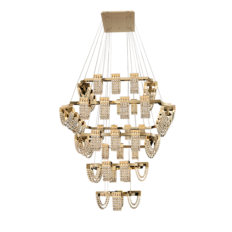 Modern Luxury Newly Crystal Chandelier in Champagne Gold-Nobipets