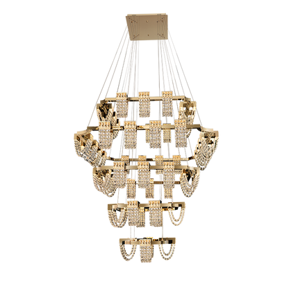 Modern Luxury Newly Crystal Chandelier in Champagne Gold-Nobipets