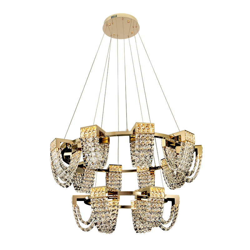 Modern Luxury Newly Crystal Chandelier in Champagne Gold-Nobipets