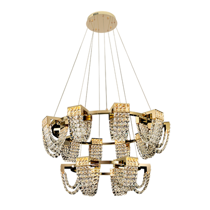Modern Luxury Newly Crystal Chandelier in Champagne Gold-Nobipets
