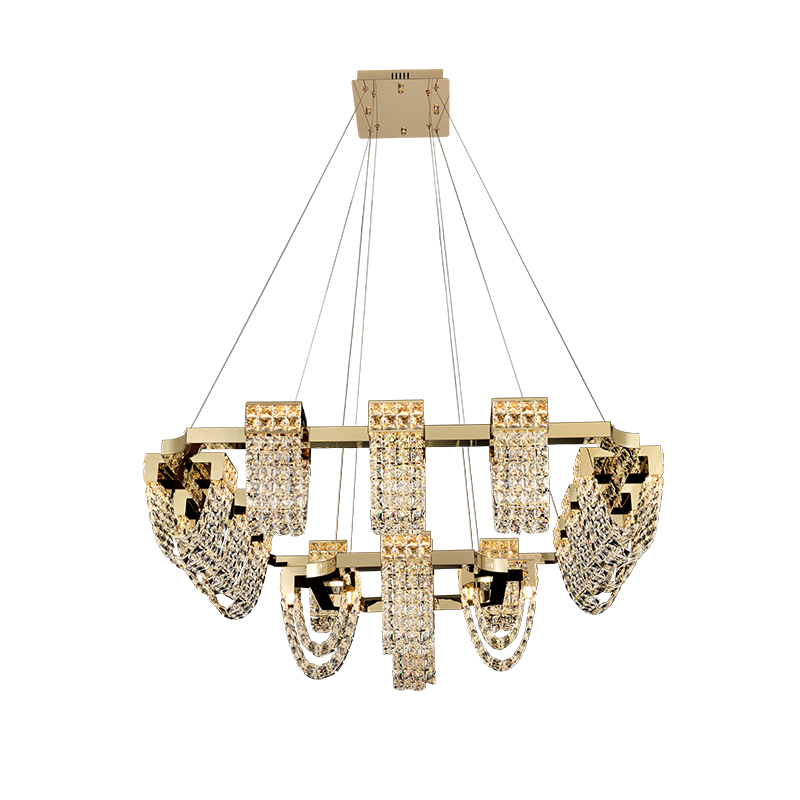 Modern Luxury Newly Crystal Chandelier in Champagne Gold-Nobipets