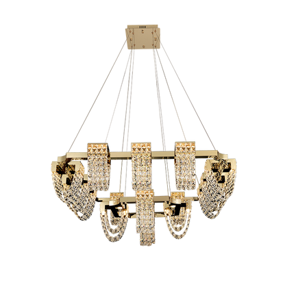 Modern Luxury Newly Crystal Chandelier in Champagne Gold-Nobipets