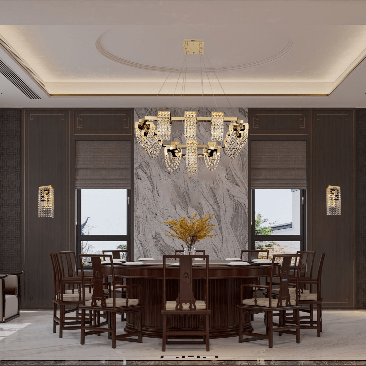 Modern Luxury Newly Crystal Chandelier in Champagne Gold-Nobipets