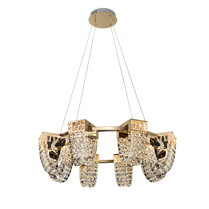Modern Luxury Newly Crystal Chandelier in Champagne Gold-Nobipets