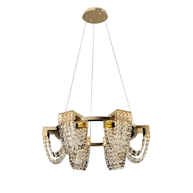 Modern Luxury Newly Crystal Chandelier in Champagne Gold-Nobipets