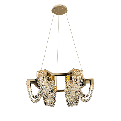 Modern Luxury Newly Crystal Chandelier in Champagne Gold-Nobipets