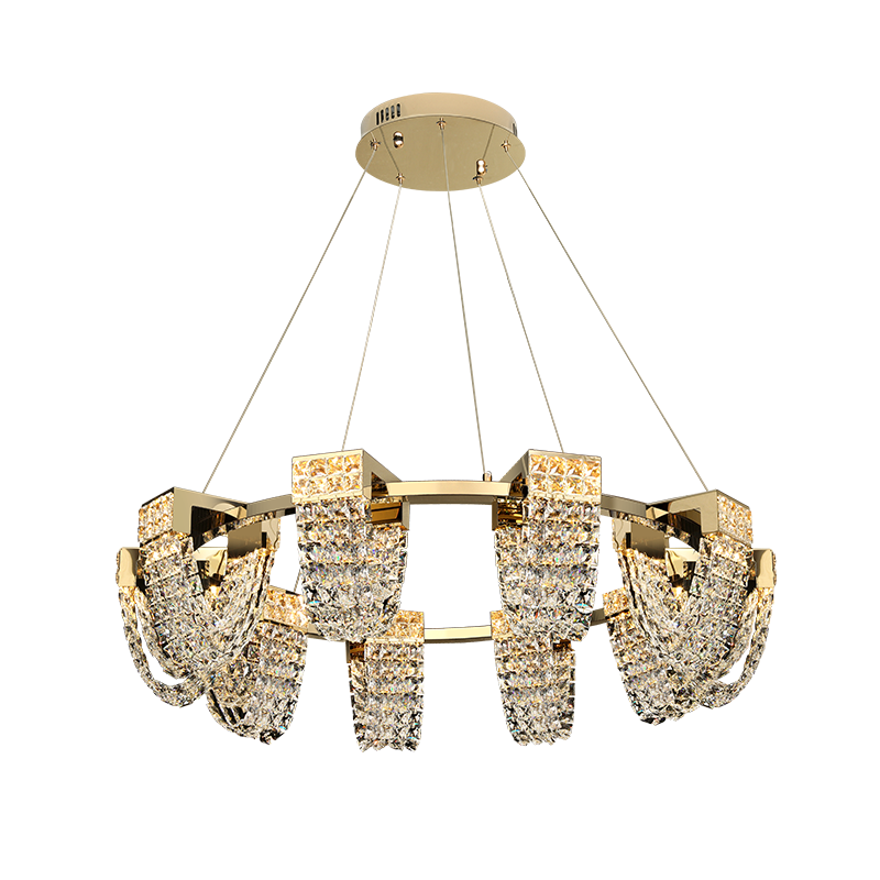 Modern Luxury Newly Crystal Chandelier in Champagne Gold-Nobipets