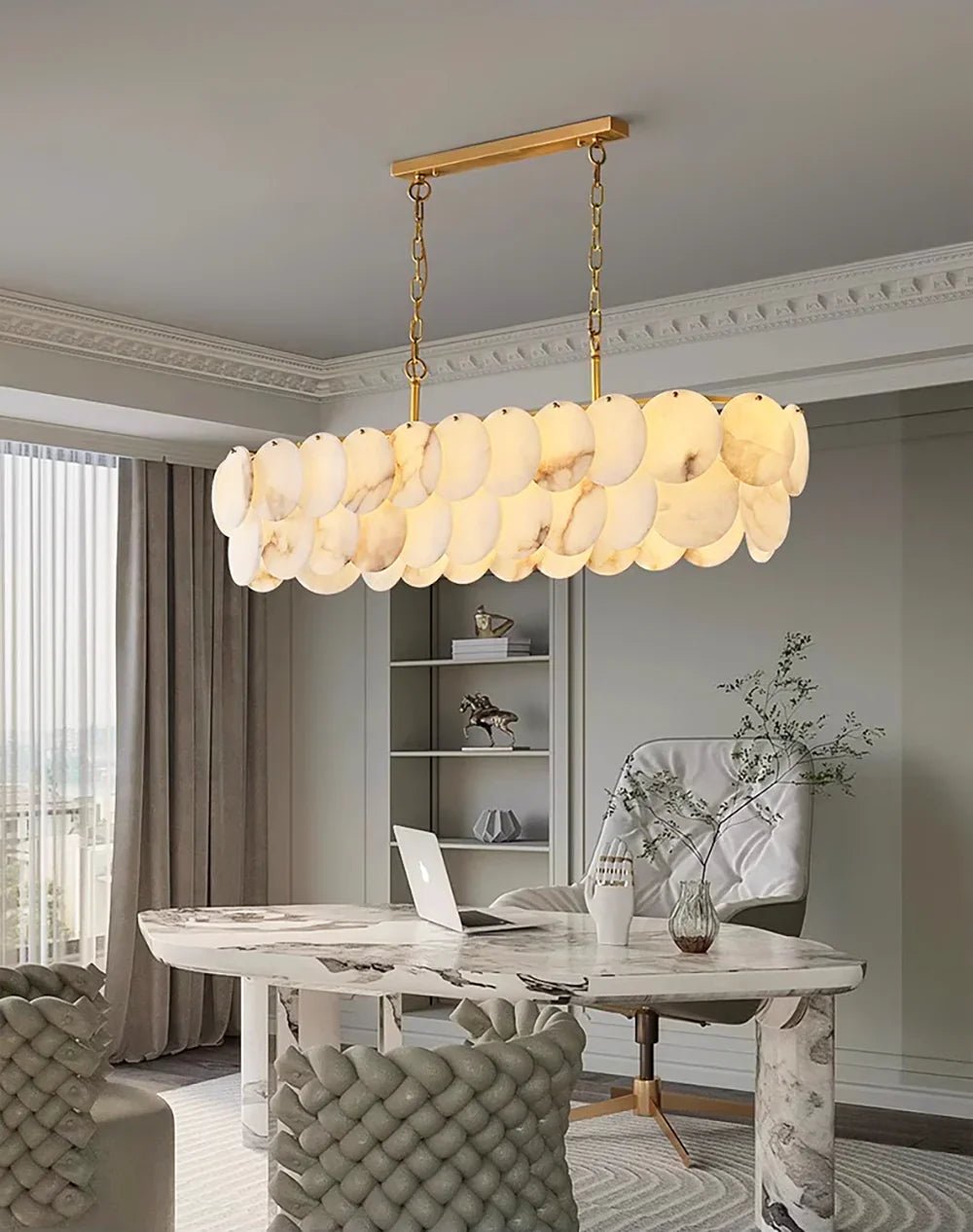 Modern Luxury Round Alabaster Chandelier-Nobipets