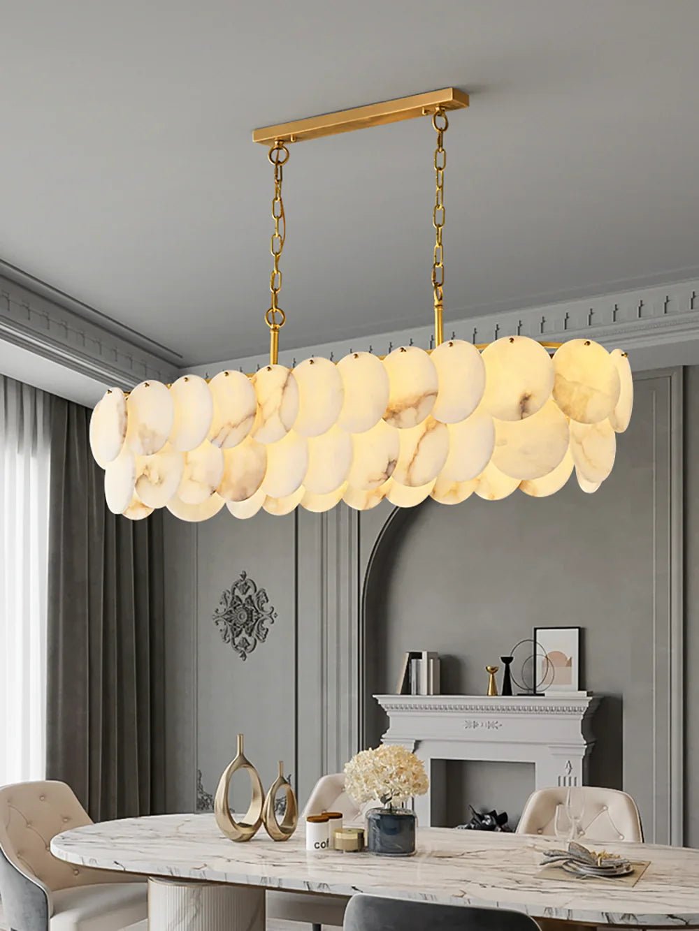 Modern Luxury Round Alabaster Chandelier-Nobipets