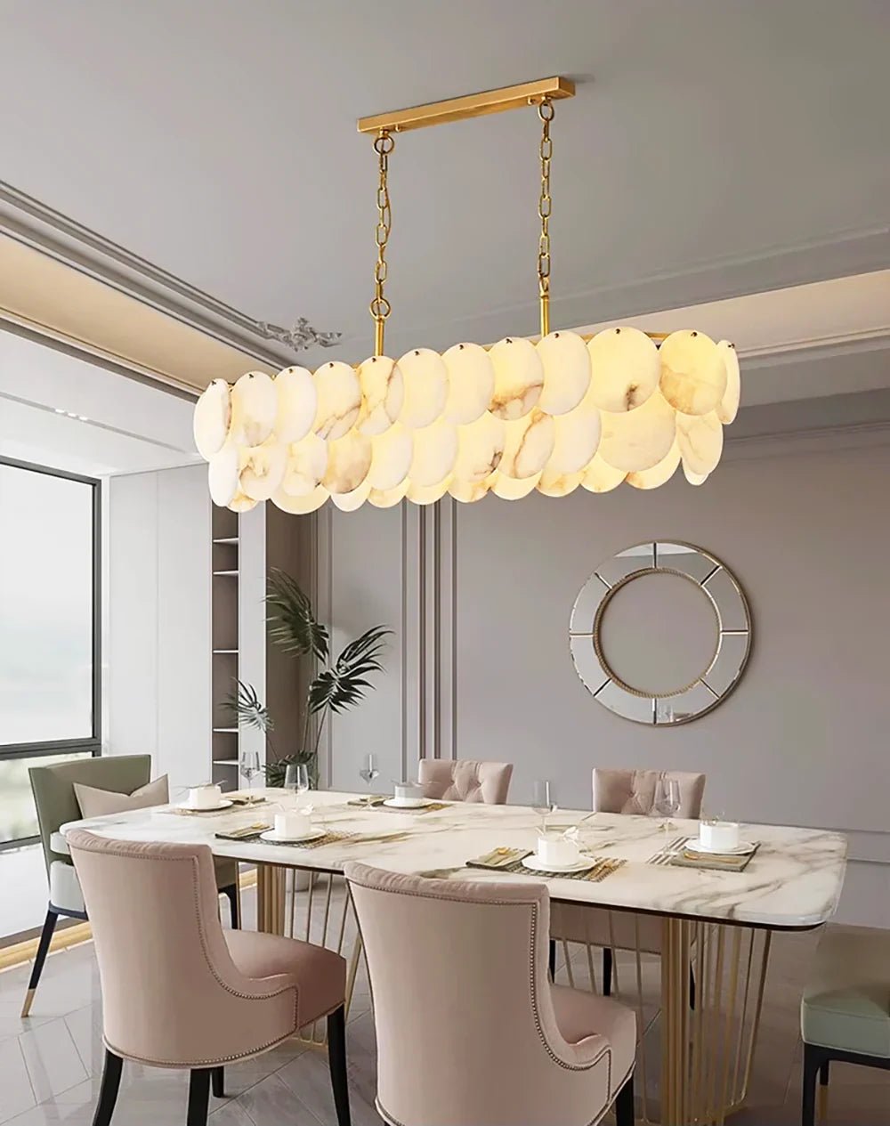 Modern Luxury Round Alabaster Chandelier-Nobipets