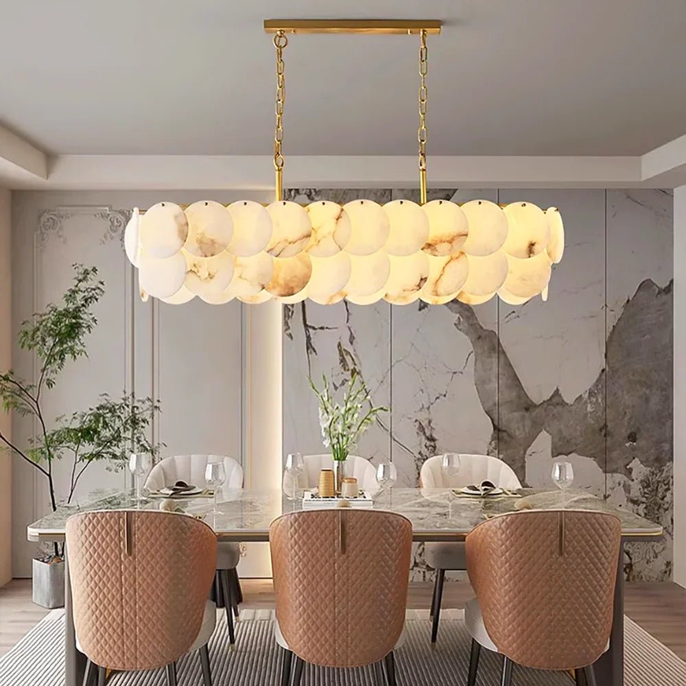 Modern Luxury Round Alabaster Chandelier-Nobipets