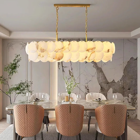 Modern Luxury Round Alabaster Chandelier-Nobipets