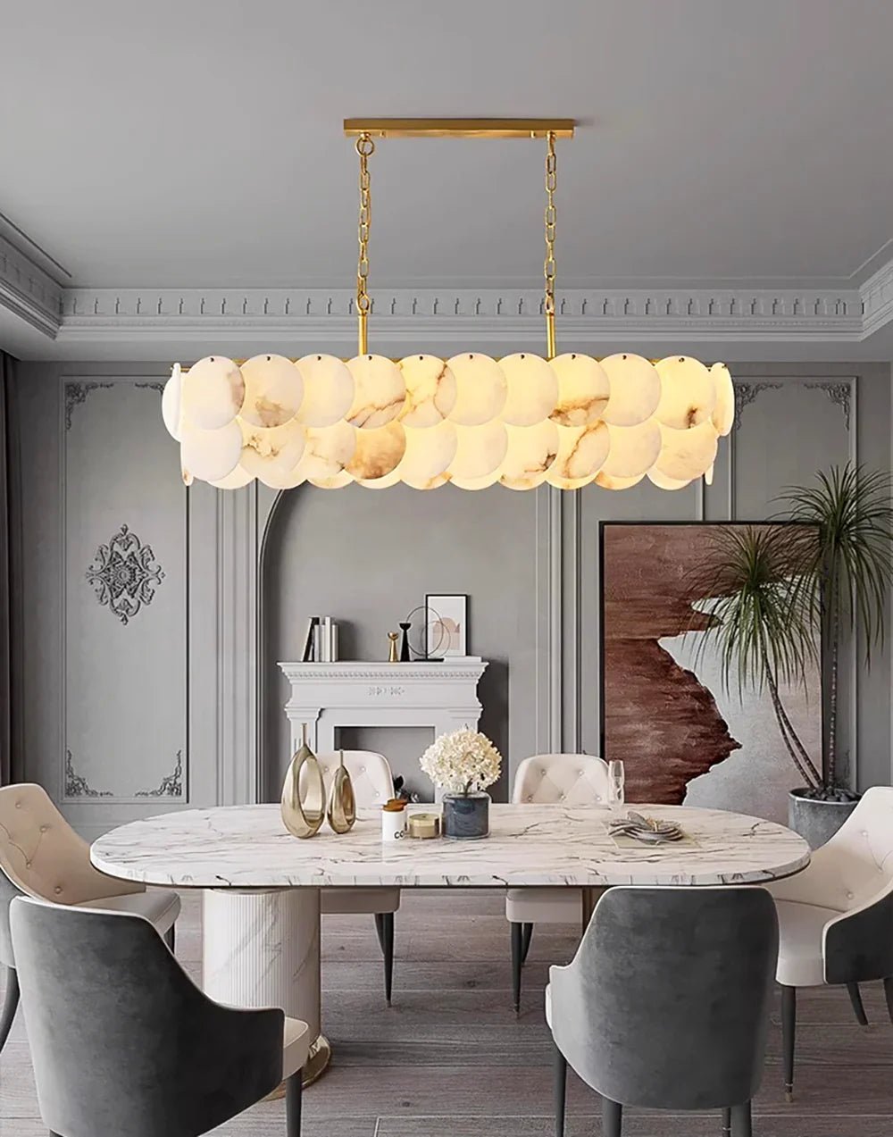 Modern Luxury Round Alabaster Chandelier-Nobipets