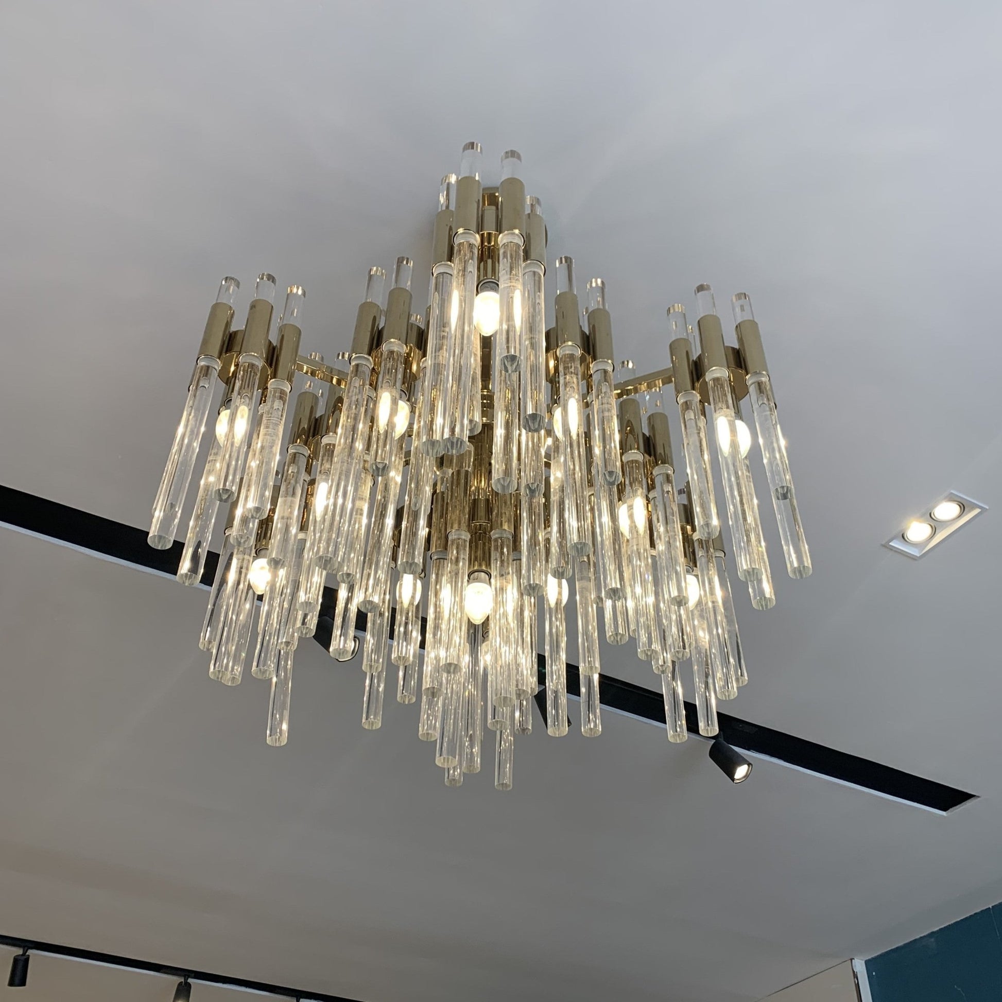 Modern Luxury Tiered Glass Cylinders Chandelier for Living Room/Bedroom/Dining Room/Bathroom-Nobipets