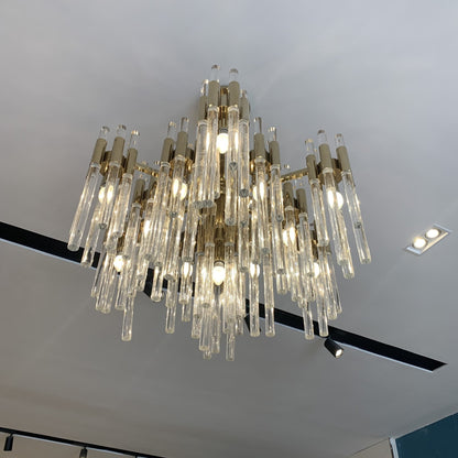 Modern Luxury Tiered Glass Cylinders Chandelier for Living Room/Bedroom/Dining Room/Bathroom-Nobipets
