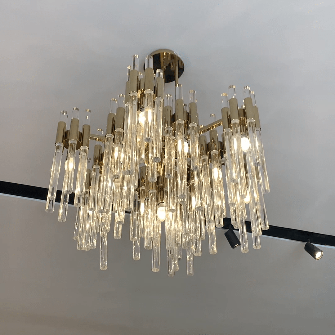 Modern Luxury Tiered Glass Cylinders Chandelier for Living Room/Bedroom/Dining Room/Bathroom-Nobipets