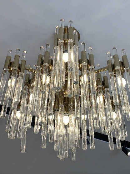 Modern Luxury Tiered Glass Cylinders Chandelier for Living Room/Bedroom/Dining Room/Bathroom-Nobipets