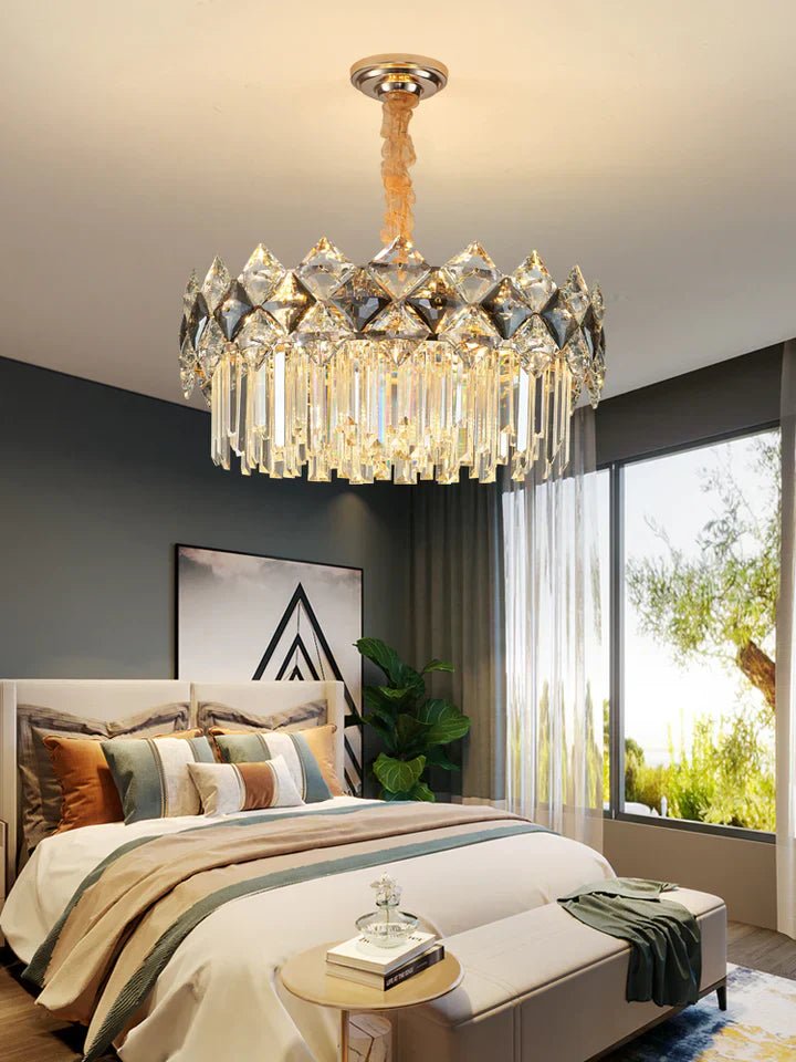 Modern Luxury Tiered Transparent Crystal Chandelier Suit for Living/Dining Room/Bedroom-Nobipets