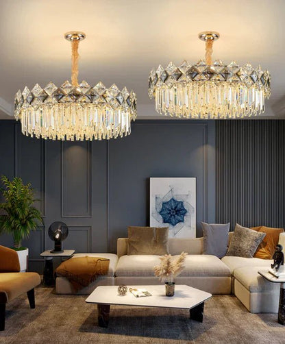 Modern Luxury Tiered Transparent Crystal Chandelier Suit for Living/Dining Room/Bedroom-Nobipets