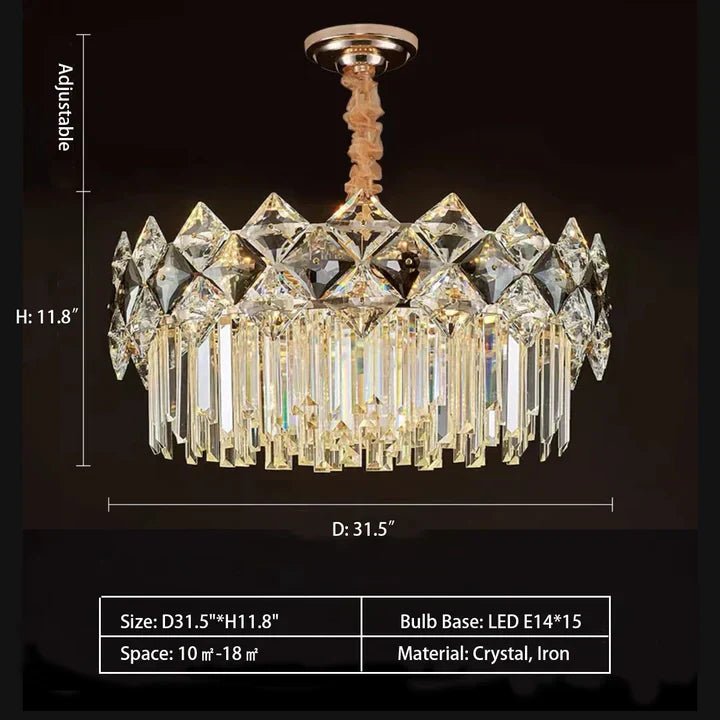 Modern Luxury Tiered Transparent Crystal Chandelier Suit for Living/Dining Room/Bedroom-Nobipets