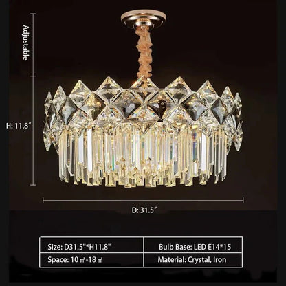 Modern Luxury Tiered Transparent Crystal Chandelier Suit for Living/Dining Room/Bedroom-Nobipets