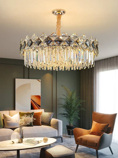 Modern Luxury Tiered Transparent Crystal Chandelier Suit for Living/Dining Room/Bedroom-Nobipets