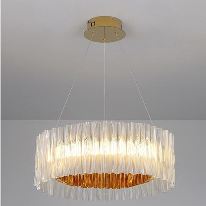 Modern Minimalism Pleated Acrylic Ring Round Ceiling Light for Living/ Ding Room/ Bar