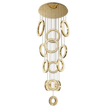 Modern Multi Gold Donuts Shape Crystal Chandelier Ring Round Light Fixture for Foyer Staircase/ Living Room/ Bar/ Hotel Lobby/ Entryway/ LOFT-Nobipets