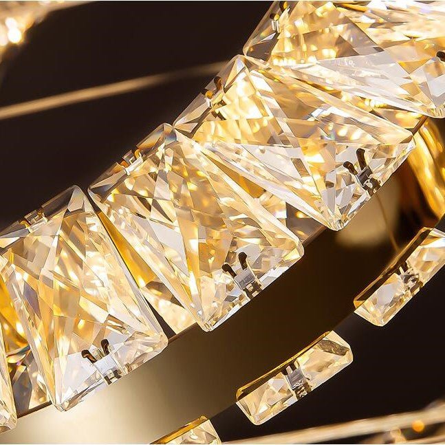 Modern Multi Gold Donuts Shape Crystal Chandelier Ring Round Light Fixture for Foyer Staircase/ Living Room/ Bar/ Hotel Lobby/ Entryway/ LOFT-Nobipets