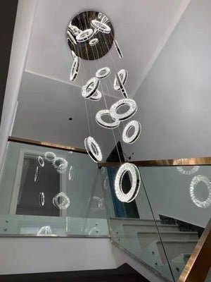 Modern Multi Gold Donuts Shape Crystal Chandelier Ring Round Light Fixture for Foyer Staircase/ Living Room/ Bar/ Hotel Lobby/ Entryway/ LOFT-Nobipets