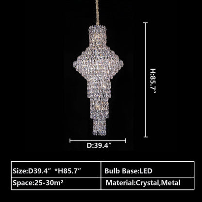 Modern Nail Shaped Crystal Chandelier For Foyer/Staircase/High-ceiling-Nobipets