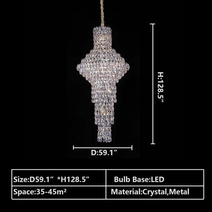 Modern Nail Shaped Crystal Chandelier For Foyer/Staircase/High-ceiling-Nobipets