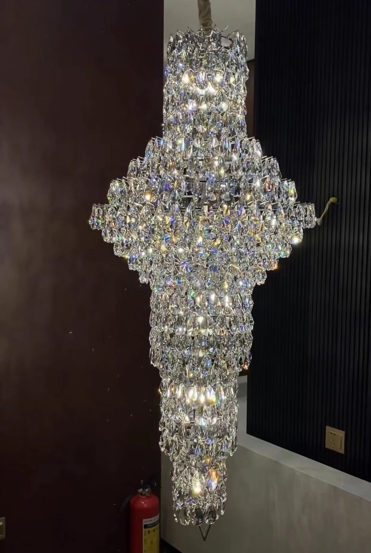 Modern Nail Shaped Crystal Chandelier For Foyer/Staircase/High-ceiling-Nobipets