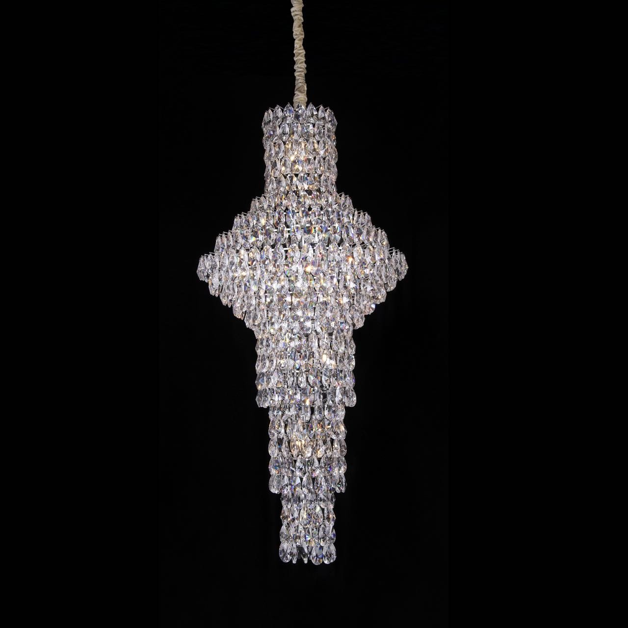 Modern Nail Shaped Crystal Chandelier For Foyer/Staircase/High-ceiling-Nobipets