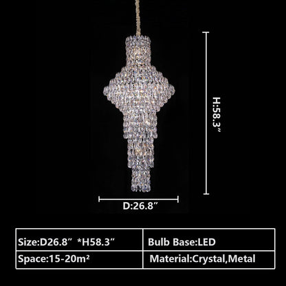 Modern Nail Shaped Crystal Chandelier For Foyer/Staircase/High-ceiling-Nobipets