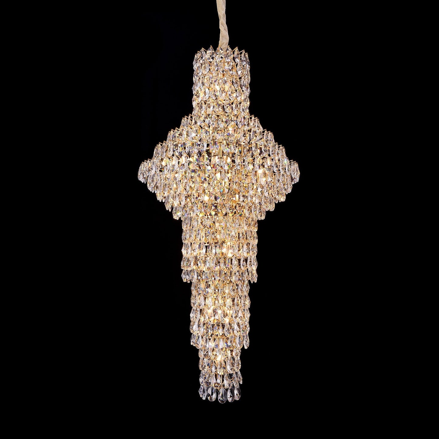 Modern Nail Shaped Crystal Chandelier For Foyer/Staircase/High-ceiling-Nobipets