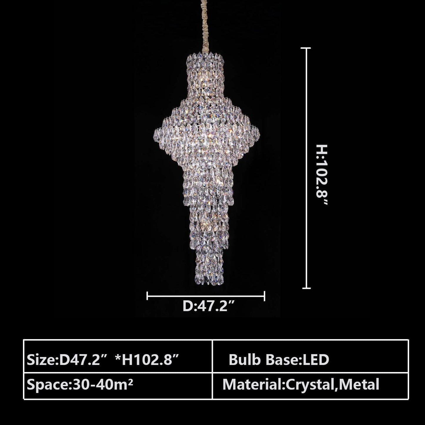 Modern Nail Shaped Crystal Chandelier For Foyer/Staircase/High-ceiling-Nobipets