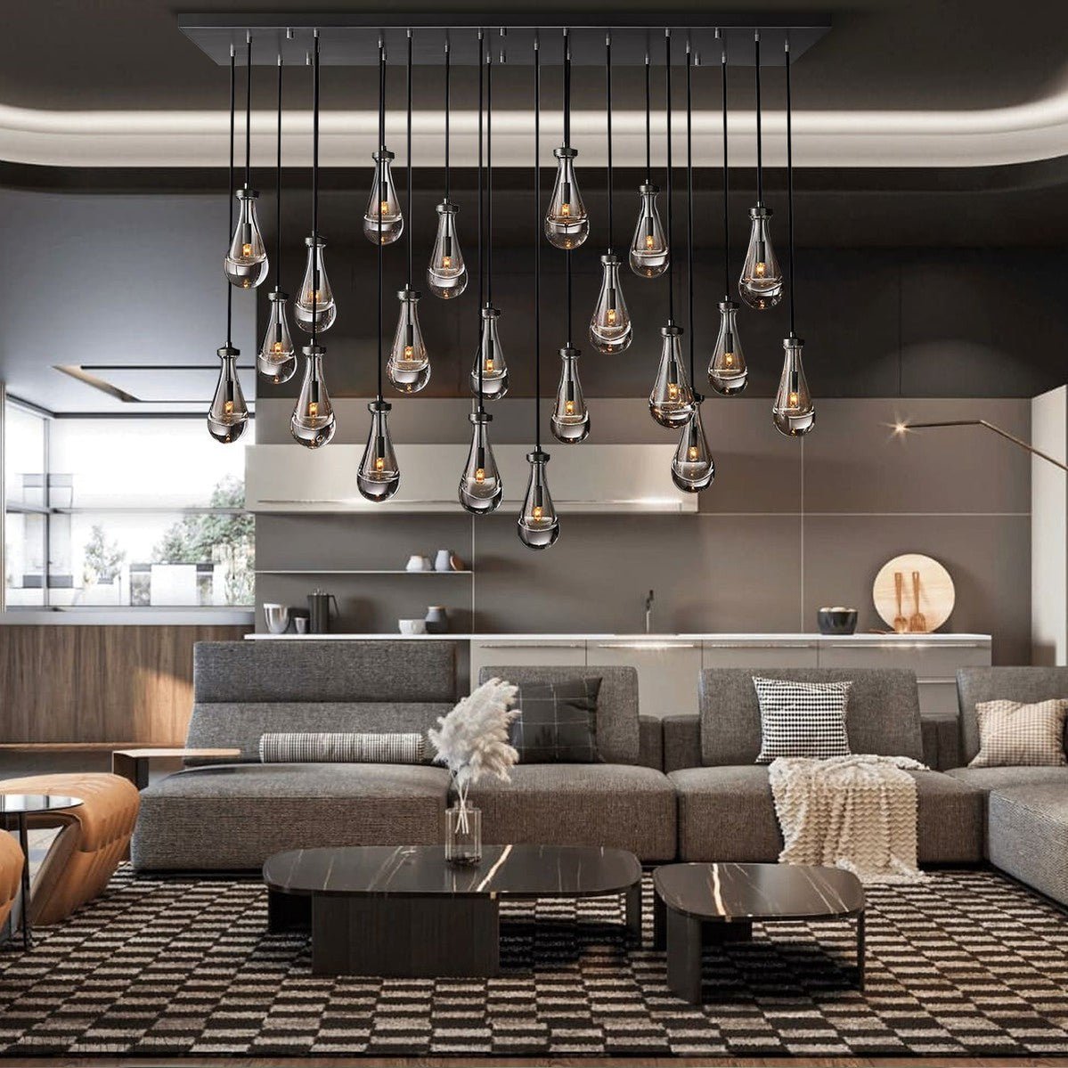 Modern Raindrop Chandelier Rectangle-Nobipets