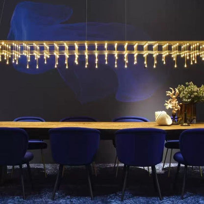 Modern Rectangle Metal Light Chandelier in Chrome Finish-Nobipets