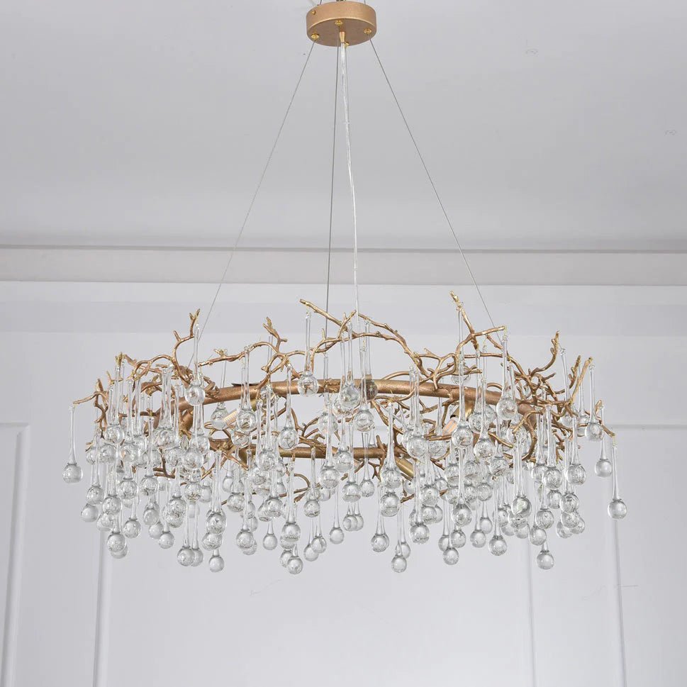 Modern Round Small Water Drop Branch Chandelier