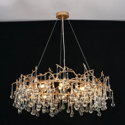 Modern Round Small Water Drop Branch Chandelier