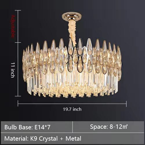Modern Round/Rectangular Raindrop Crystal Chandelier for Low-ceiling-Nobipets