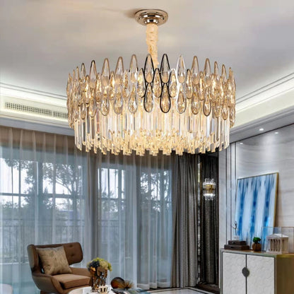 Modern Round/Rectangular Raindrop Crystal Chandelier for Low-ceiling-Nobipets