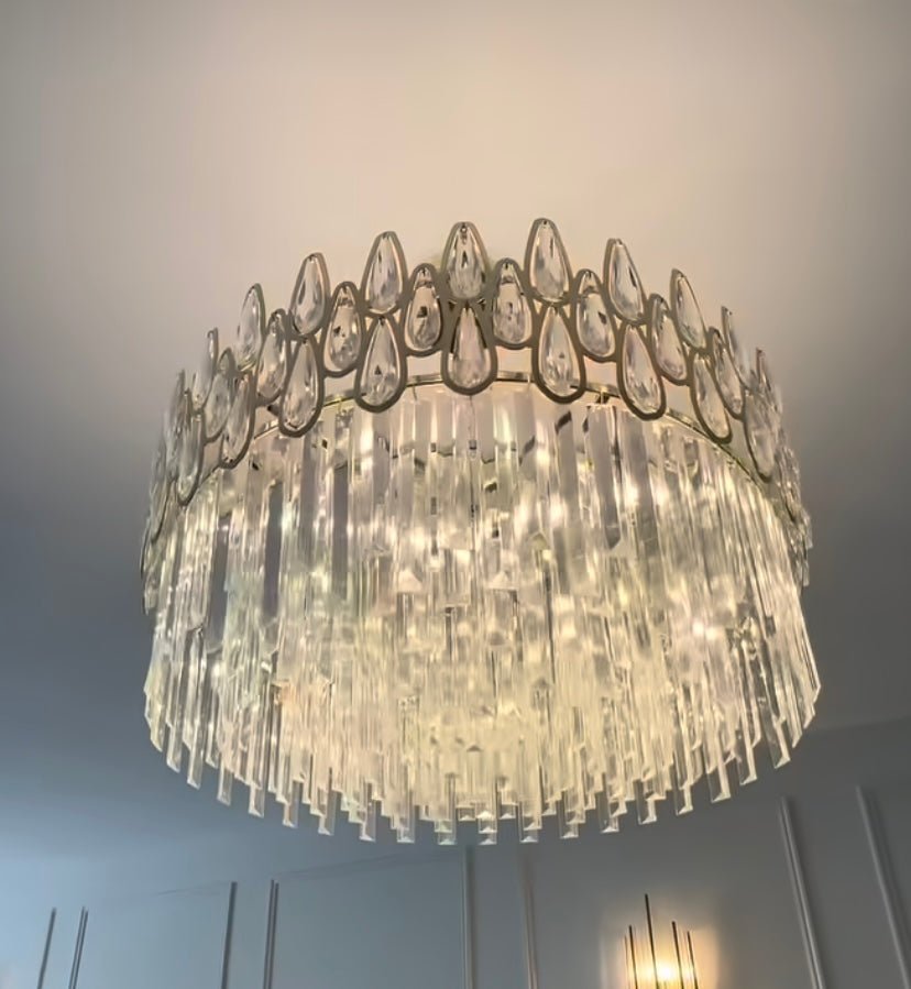 Modern Round/Rectangular Raindrop Crystal Chandelier for Low-ceiling-Nobipets