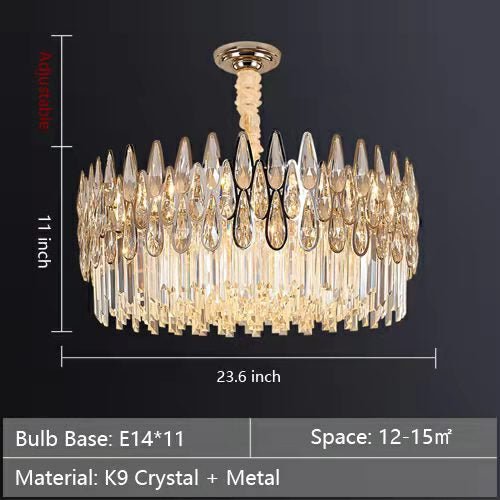 Modern Round/Rectangular Raindrop Crystal Chandelier for Low-ceiling-Nobipets