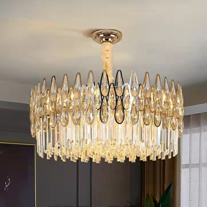 Modern Round/Rectangular Raindrop Crystal Chandelier for Low-ceiling-Nobipets