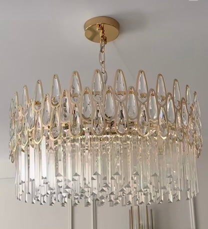Modern Round/Rectangular Raindrop Crystal Chandelier for Low-ceiling-Nobipets